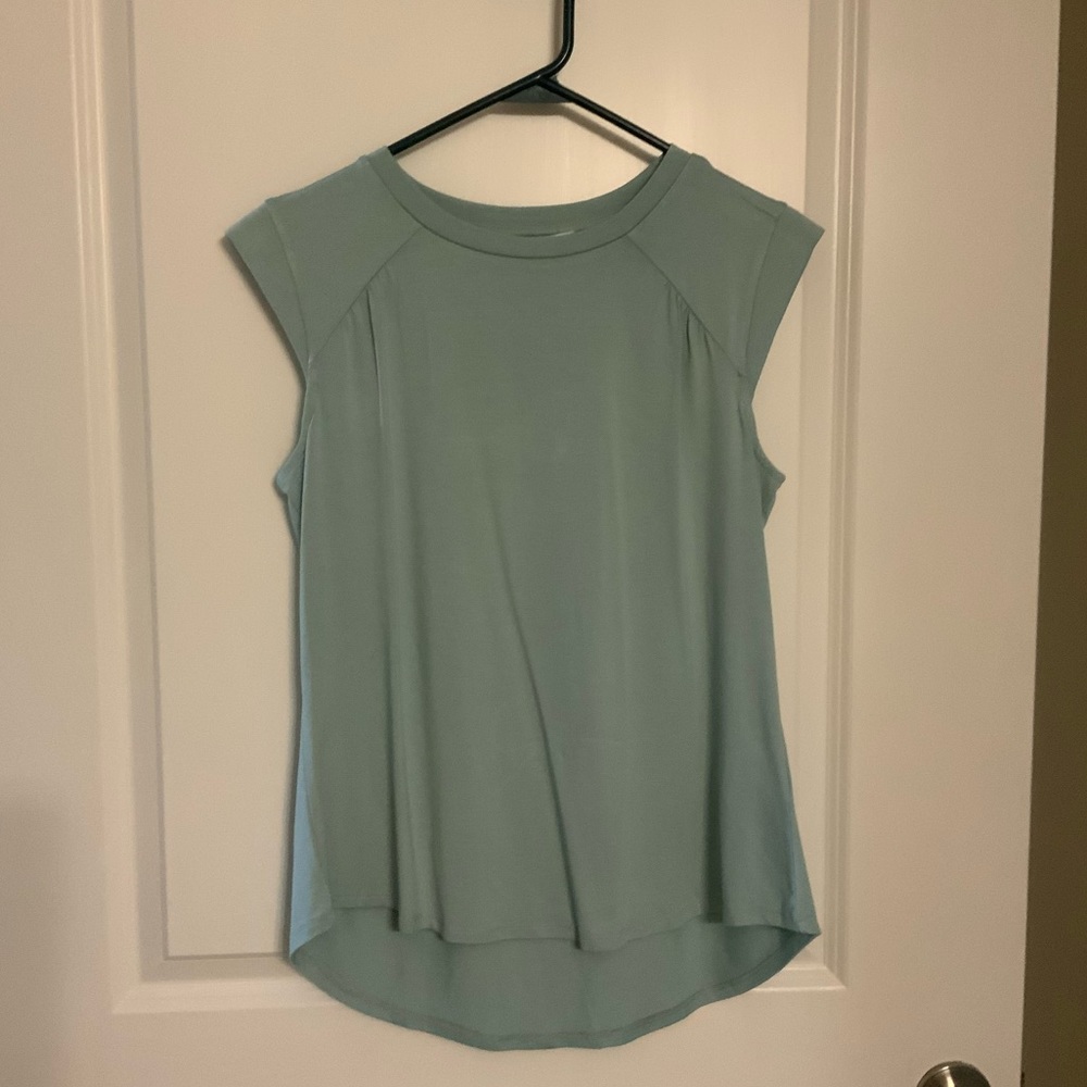 Cupio Signature Women’s Cap Sleeve Casual Knit Top Color Faded Blue Size Small